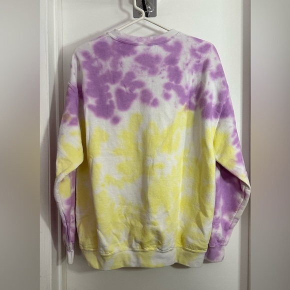Urban Outfitters Crewneck Sweatshirt Tie Dye Truth Love Purple Yellow S/M - Picture 2 of 6